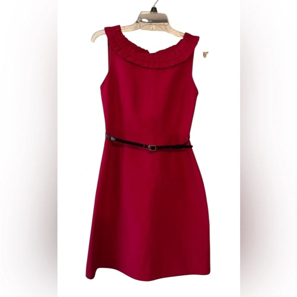 Kate Spade Raspberry Silk Blend Fit & Flare Belted Sleeveless Dress 4 GUC #1670